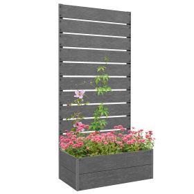 Outsunny Raised Garden Bed with Trellis for Climbing Plants, Planter Box with Drainage Gap, Freestanding Trellis Planter for Outdoor, Patio, Deck