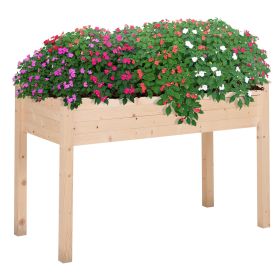 Outsunny Raised Garden Bed with Legs, 48" x 22" x 30", Elevated Wooden Planter Box, Self-Draining with Bed Liner for Vegetables, Herbs, and Flowers Ba
