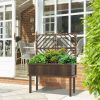 Outsunny Raised Garden Bed with Trellis for Climbing Plants, Vegetable, Grape Vines, Wood Planter with Legs, Drainage Holes and Filter for Outdoor Gar