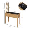 Outsunny Raised Garden Bed with Trellis for Climbing Plants, Elevated Wood Planter with Drainage Holes, Filter and Legs for Vegetable, Flowers, Natura