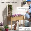 Outsunny Raised Garden Bed with Trellis for Climbing Plants, Elevated Wood Planter with Drainage Holes, Filter and Legs for Vegetable, Flowers, Natura