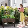 Outsunny Raised Garden Bed with Trellis for Climbing Plants, Vegetable, Grape Vines, Wood Planter with Legs, Drainage Holes and Filter for Outdoor Gar