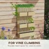 Outsunny 5 Box Raised Garden Bed with Trellis for Vine Flowers & Climbing Plants, 39" Tall Wall-Mounted Wood Planter Box Set with Adjustable Height, D