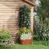 Outsunny Galvanized Raised Garden Bed, 24" x 24" x 11.75" Outdoor Planter Box with Trellis Tomato Cage and Open Bottom for Climbing Vines, Vegetables,